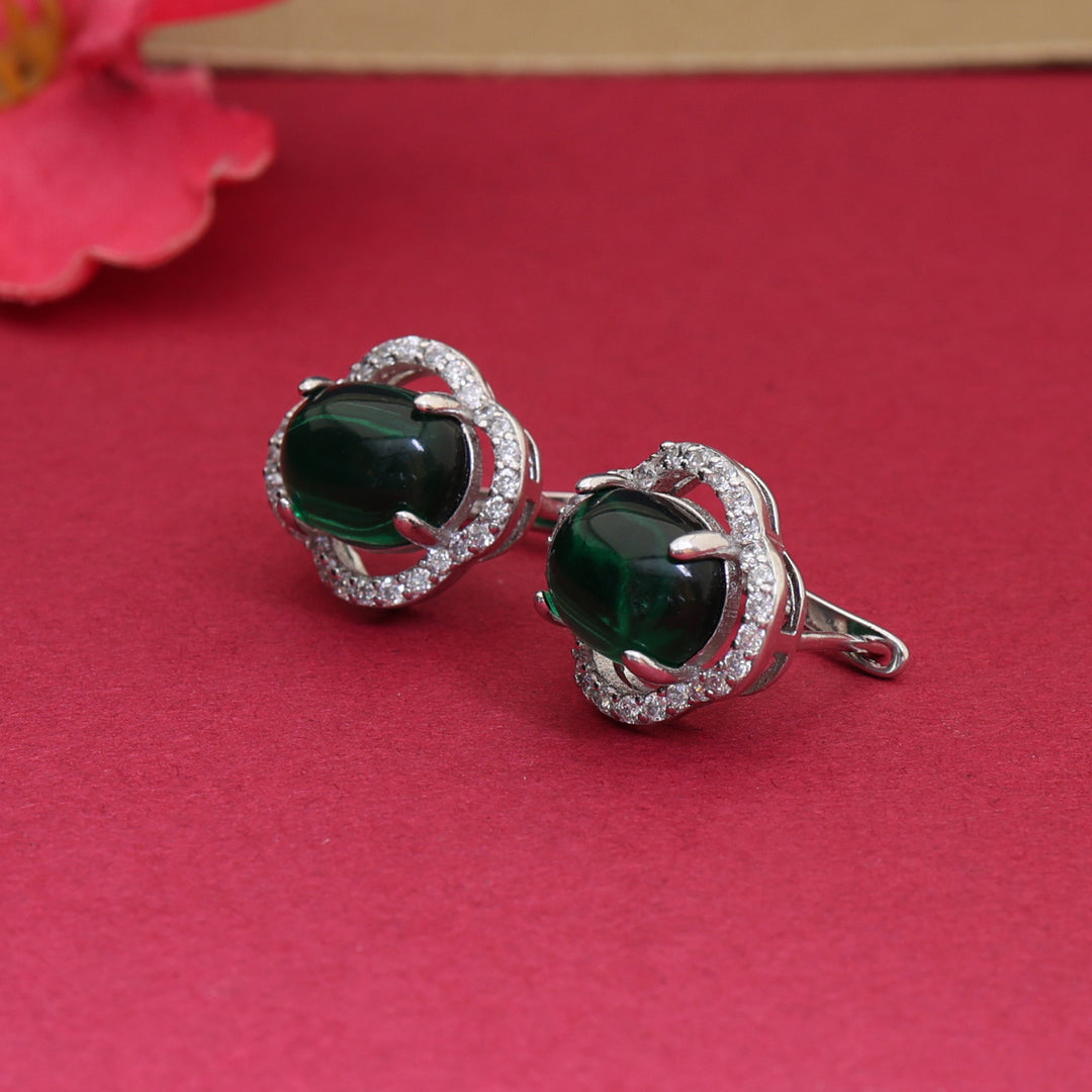 925 Silver Emerald Earrings for Women | Gemstone Jewelry