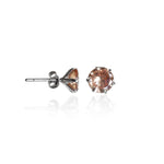 Load image into Gallery viewer, Silver Champagne Zirconia Stud Earrings | Women&#39;s Jewelry Gift
