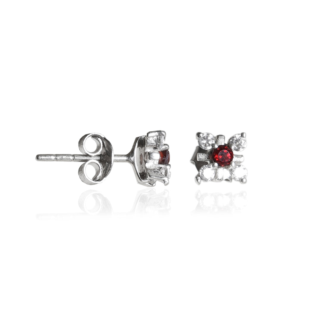 925 Silver Red Gemstone Stud Earrings for Women | Gift