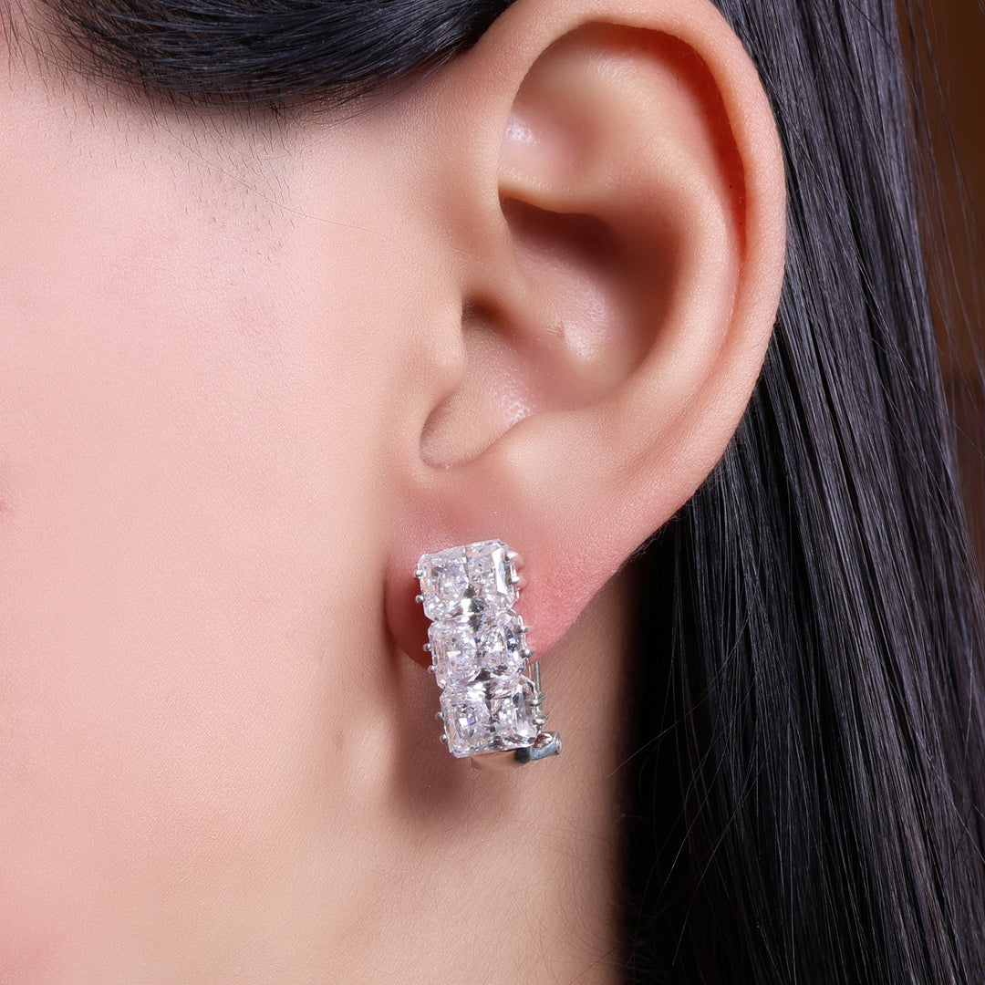 Silver Cubic Zirconia Leverback Earrings | Elegant Women's Jewelry