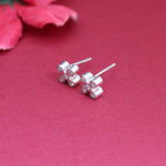 Load image into Gallery viewer, Silver Cubic Zirconia Stud Earrings | Flower Design | For Women
