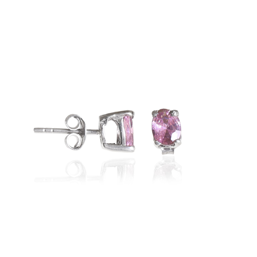 925 Silver Pink Sapphire Stud Earrings for Women | Gift Jewelry