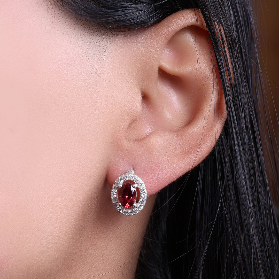 925 Silver Ruby Stud Earrings for Women | Gift Jewelry