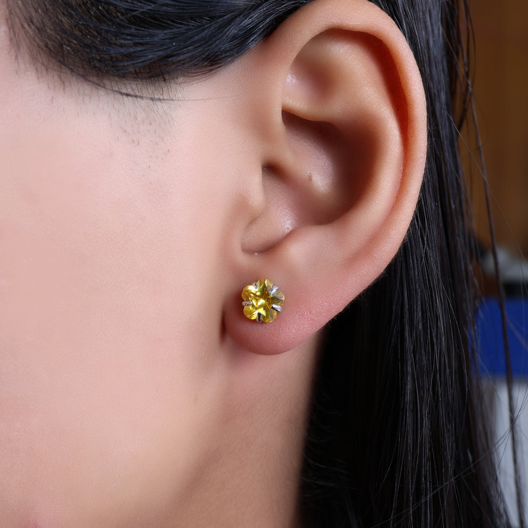 925 Silver Citrine Stud Earrings | Gemstone Jewelry for Women