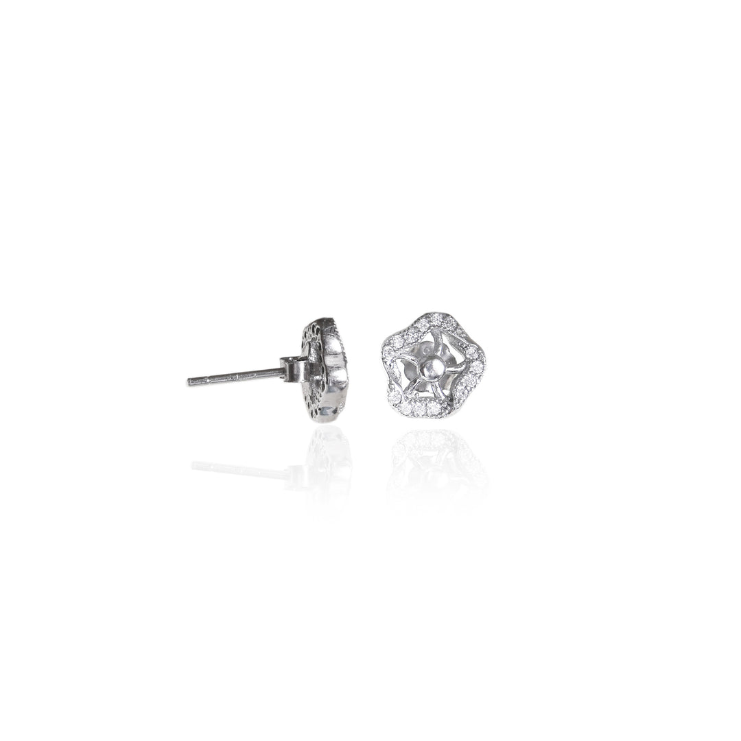 925 Silver Flower Stud Earrings | Diamond-Cut | Women's Gift