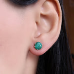 Load image into Gallery viewer, Emerald Stud Earrings in Silver for Women | Gemstone Jewelry
