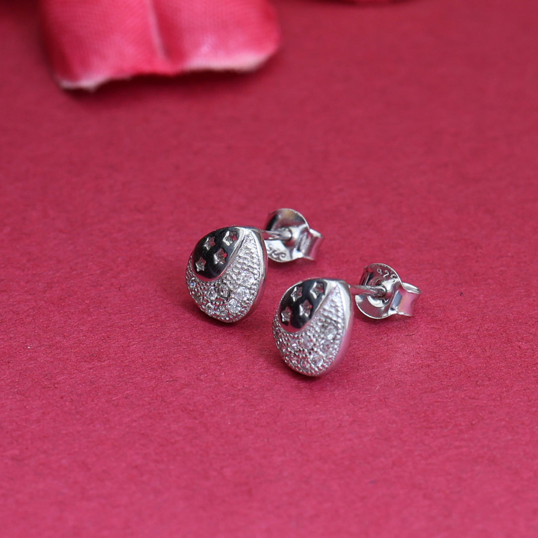 925纯银月亮星星耳钉 | 立方氧化锆礼品