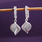 Load image into Gallery viewer, Silver Leaf Earrings with Cubic Zirconia | Women&#39;s Jewelry Gift
