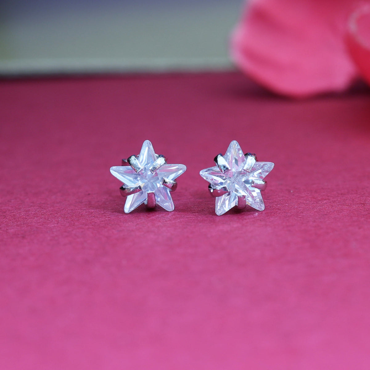 925 sterling silver star stud earrings | cubic zirconia | for women