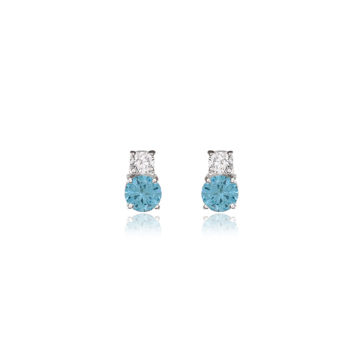 Silver aquamarine stud earrings for women | gift jewelry