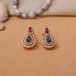 Load image into Gallery viewer, Gold Teardrop Earrings with Ruby and Sapphire | Women&#39;s Jewelry
