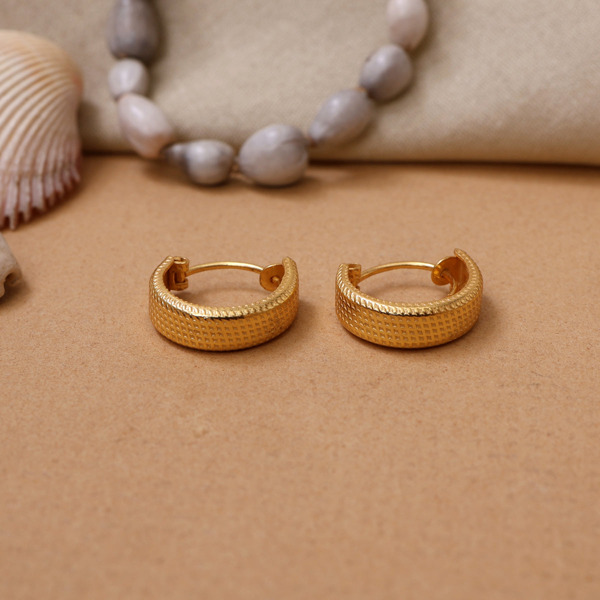 Gold plating textured rectangular earrings for women | daily wear