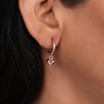 Load image into Gallery viewer, Rose Gold Heart Hoop Earrings for Women | Dangle Jewelry

