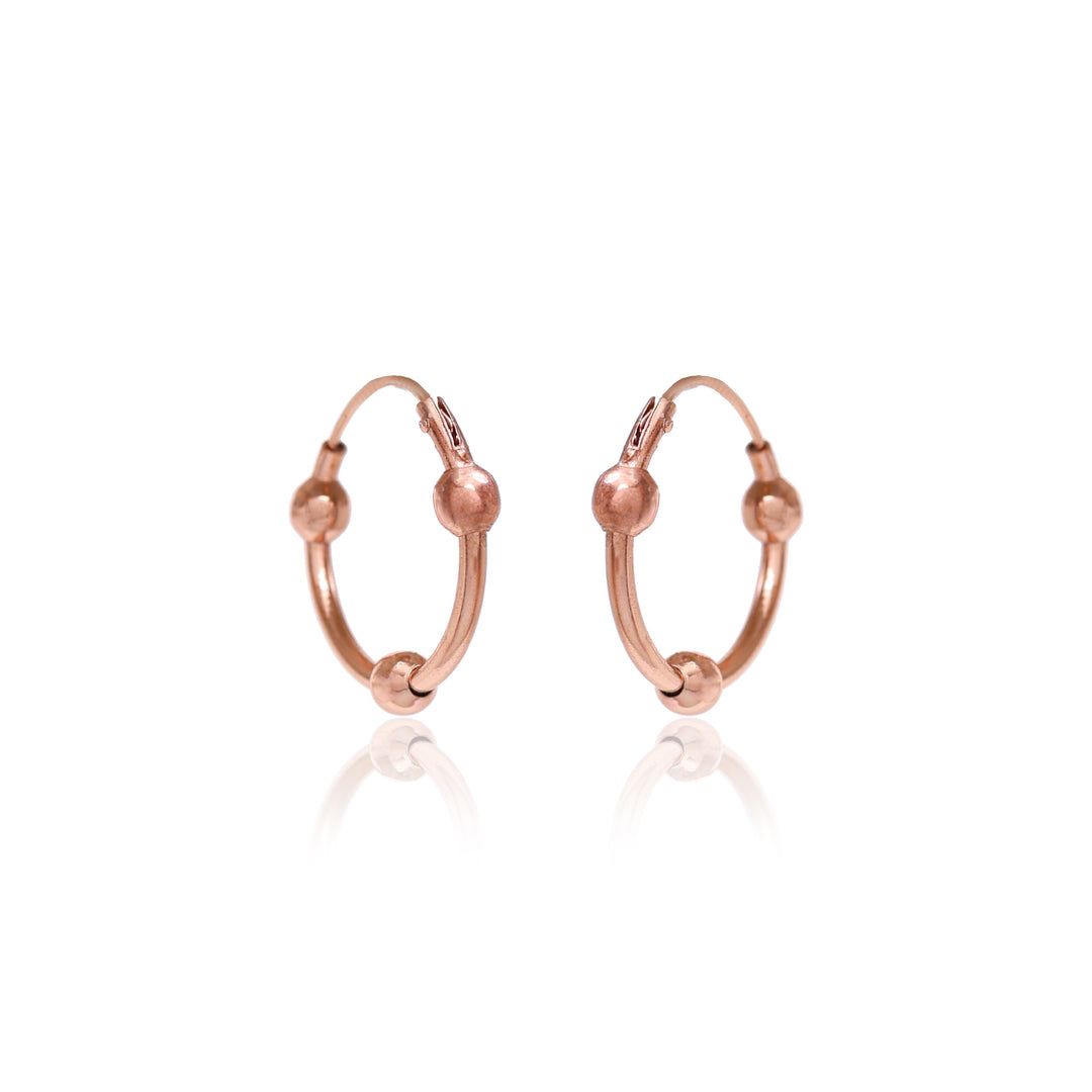 Rose Gold Hoop Earrings with Ball Charm | Women's Jewelry Gift