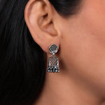 Load image into Gallery viewer, 925 Silver Rose Jhumka Earrings | Women&#39;s Indian Jewelry
