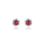 Load image into Gallery viewer, Pendientes de rubí con halo de diamantes | Joyería de regalo para mujer
