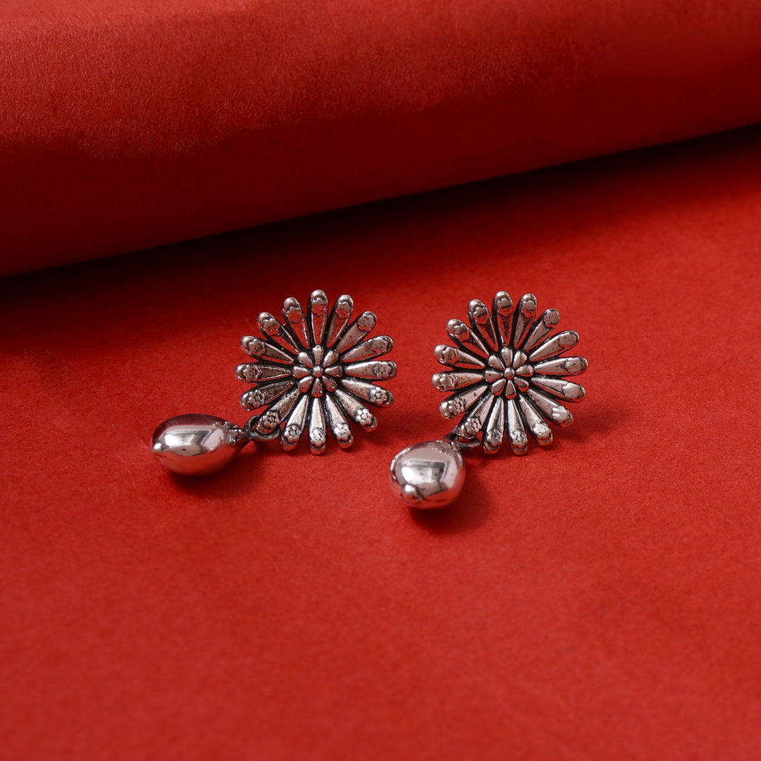 925 Silver Flower Drop Earrings | Teardrop Dangle Earrings for Women