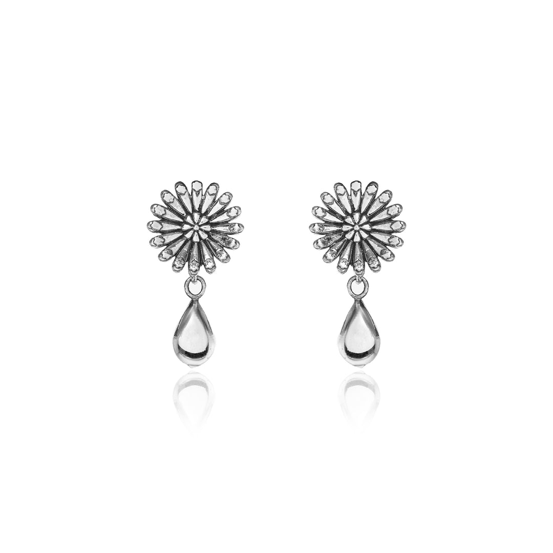 925 Silver Flower Drop Earrings | Teardrop Dangle Earrings for Women