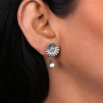 Load image into Gallery viewer, 925 Silver Flower Drop Earrings | Teardrop Dangle Earrings for Women
