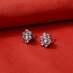 Load image into Gallery viewer, Silver Flower Stud Earrings | Cubic Zirconia | Daily Wear
