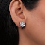 Load image into Gallery viewer, Silver Flower Stud Earrings | Cubic Zirconia | Daily Wear
