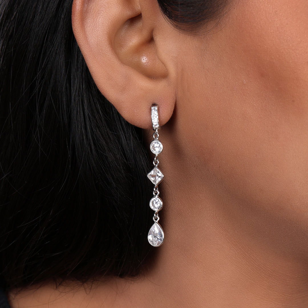 925 Silver Cubic Zirconia Dangle Earrings for Women | Gift Jewelry