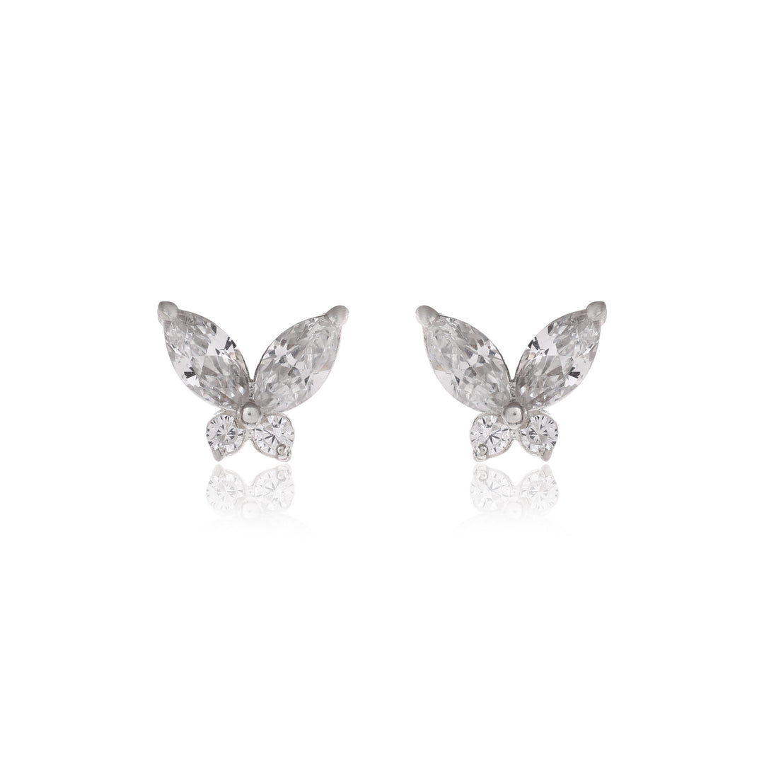 925 Silver Butterfly Stud Earrings | Cubic Zirconia | For Women