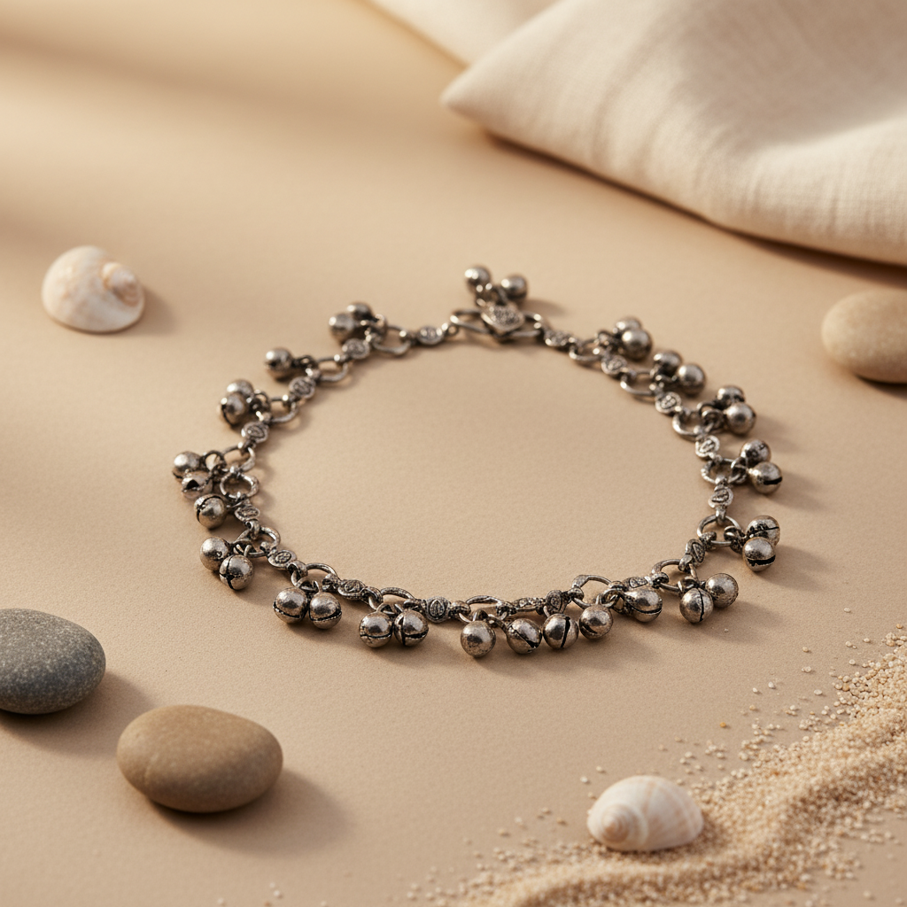 Silver Anklet with Bells for Women | Indian Jewelry