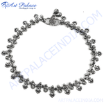 Load image into Gallery viewer, Oxidized silver anklet with intricate detailing, perfect for women&#39;s daily wear or special occasions.

