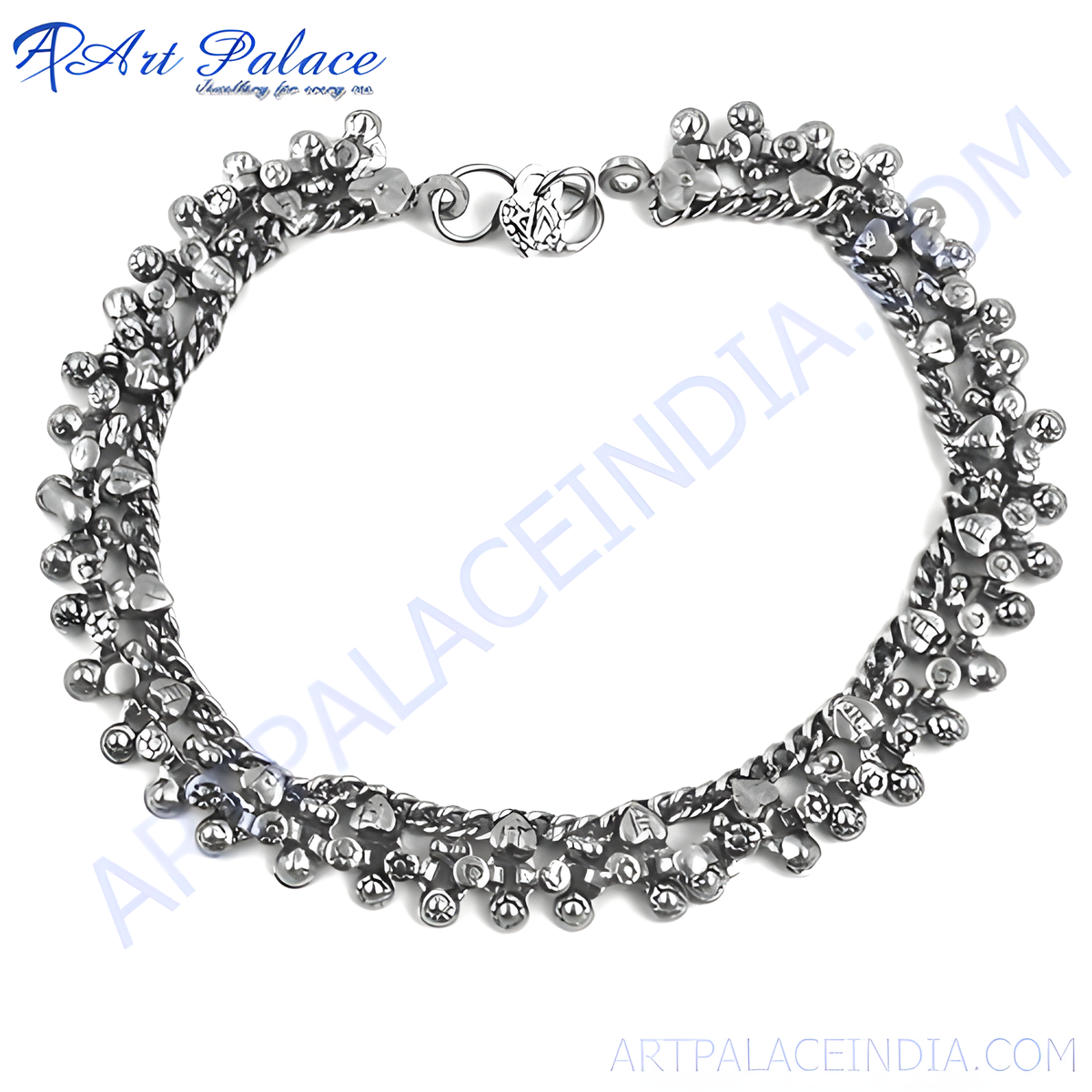 Sterling silver anklet with ball detailing, perfect for women's fashion and everyday wear