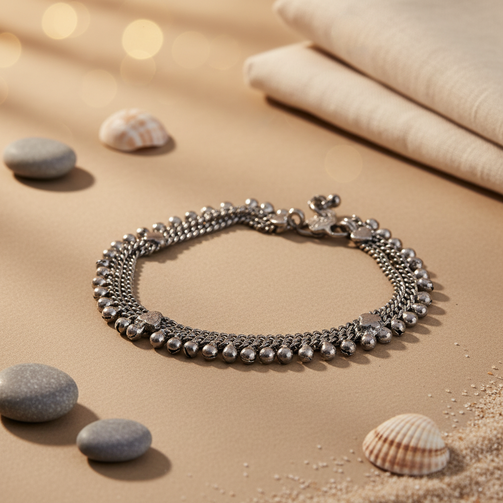 925 Silver Anklet for Women | Dangle Bell Chain Anklet