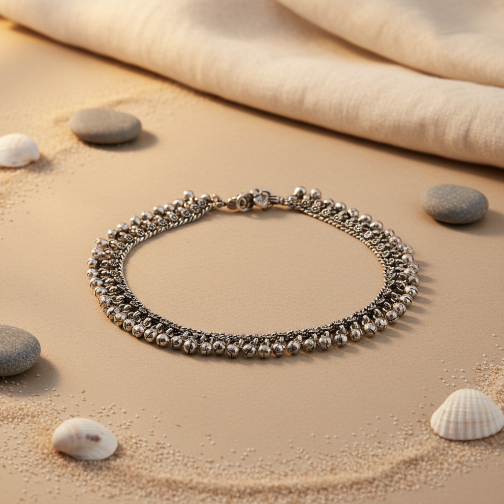 925 Silver Anklet with Bells for Women | Indian Jewelry Gift