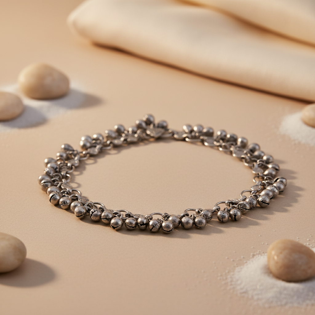Silver Anklet with Bells for Women | Indian Jewelry