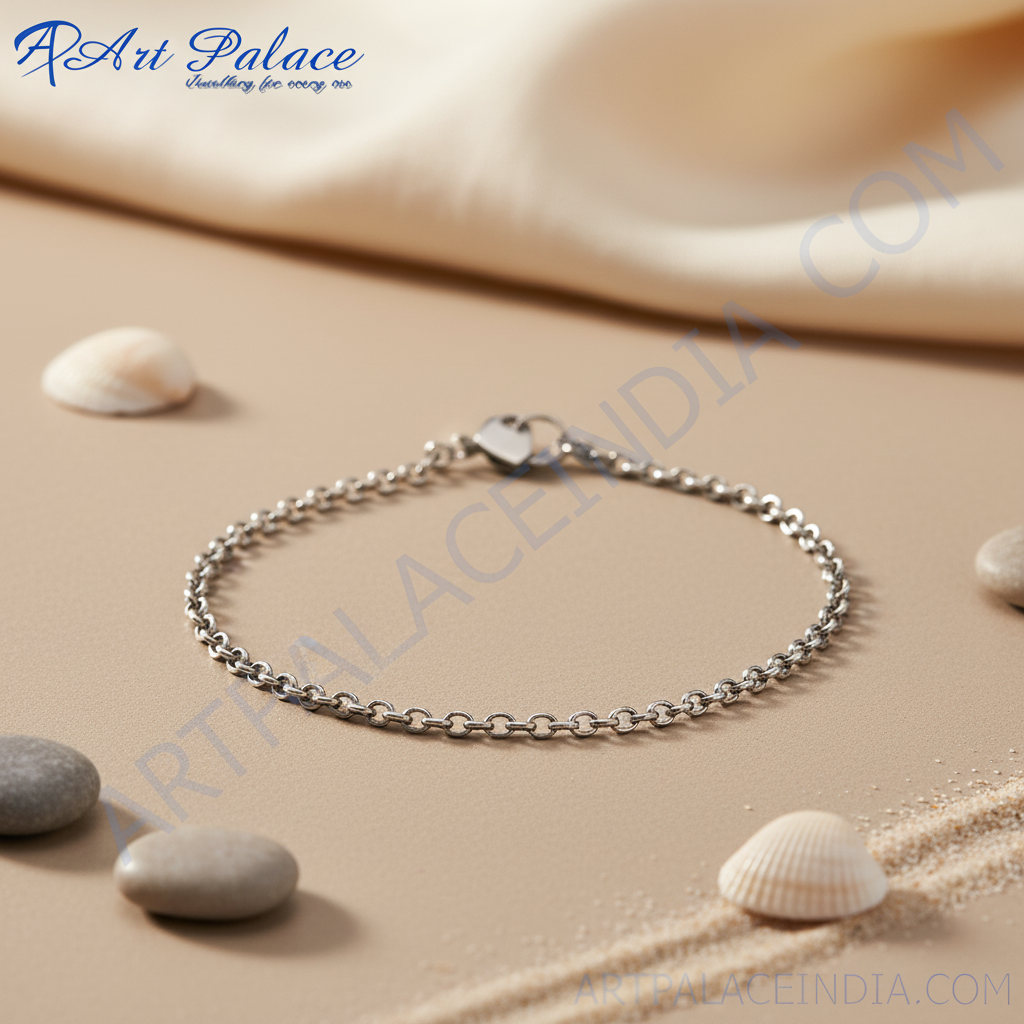 Silver chain anklet with a simple design, perfect for daily wear and gifting.