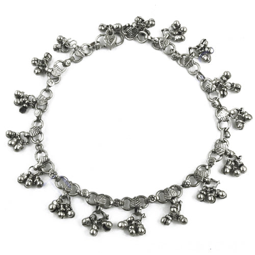 Silver anklet with bells for women | ethnic foot jewelry