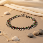 Load image into Gallery viewer, 925 Silver Anklet with Red &amp; Green Gemstones | Women's Jewelry
