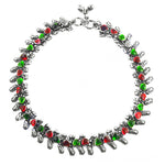 Load image into Gallery viewer, 925 Silver Anklet with Red &amp; Green Gemstones | Women's Jewelry
