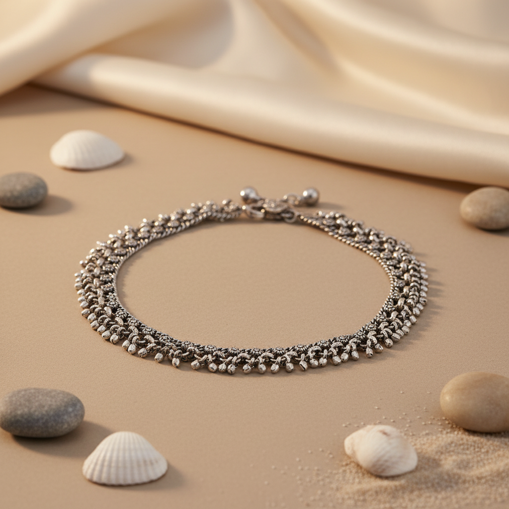 925 Silver Anklet for Women | Floral Design | Daily Wear