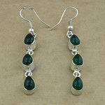 Load image into Gallery viewer, 925 Silver Green Gemstone Drop Earrings for Women | Gift
