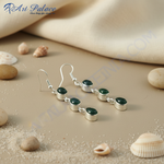 Load image into Gallery viewer, 925 sterling silver drop earrings with three green teardrop-shaped gemstones for women
