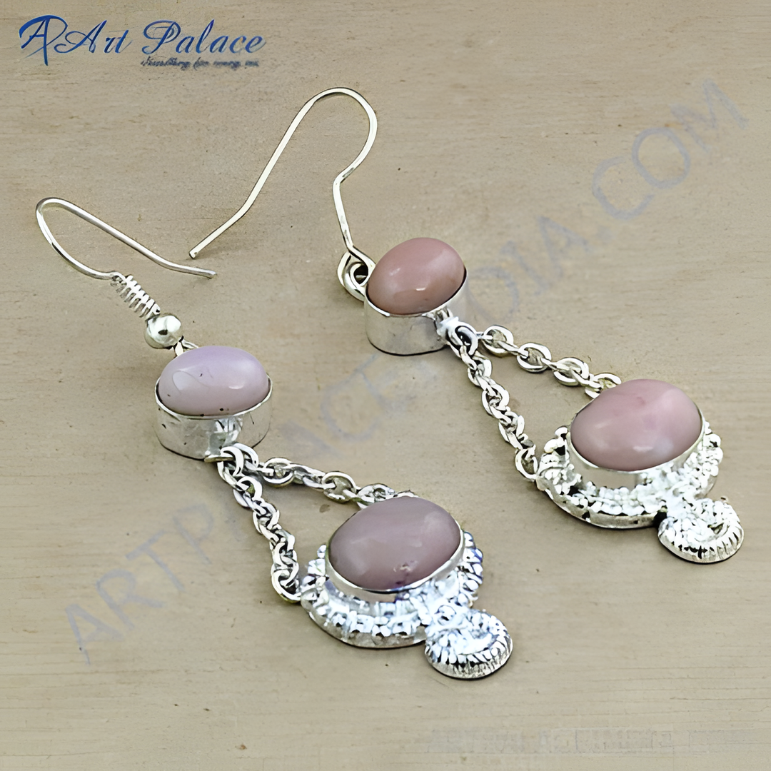 925 Silver Pink Opal Drop Earrings for Women | Daily Jewelry