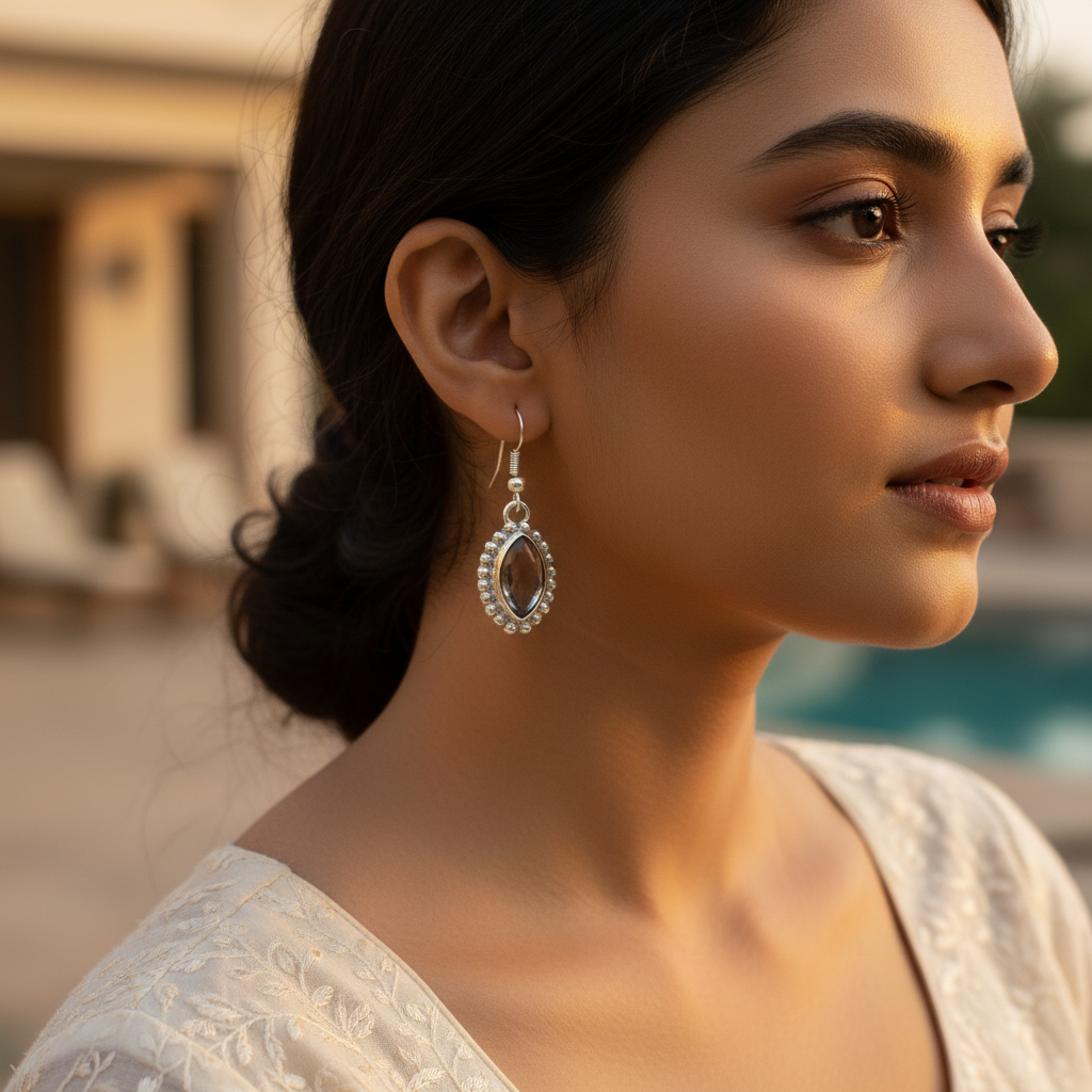 925 Silver Smoky Quartz Earrings for Women | Dangle Earrings