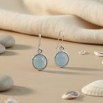 将图像加载到图库查看器中， 925 Silver Blue Chalcedony Drop Earrings for Women | Gift
