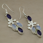 Load image into Gallery viewer, 925 Silver Amethyst &amp; Moonstone Earrings for Women | Dangle Earrings
