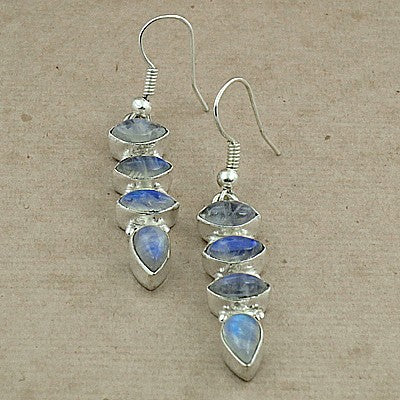 925 Silver Moonstone Drop Earrings for Women | Dangle Jewelry