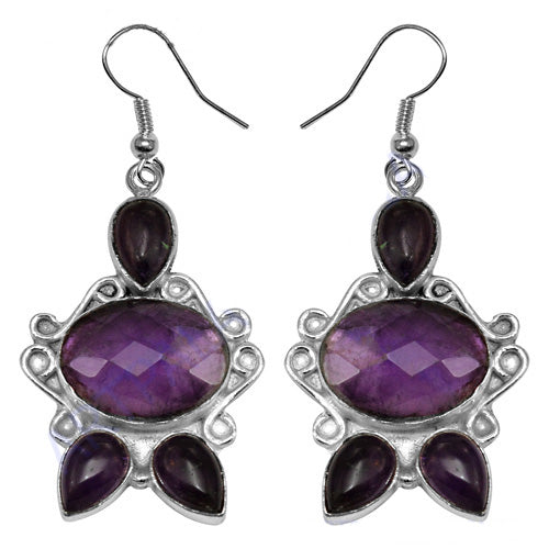 925 silver amethyst drop earrings for women | gemstone jewelry