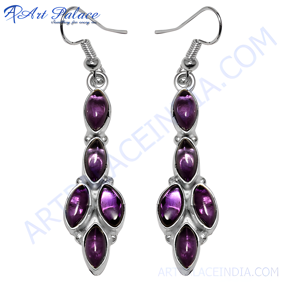 925 silver amethyst drop earrings for women | gemstone jewelry