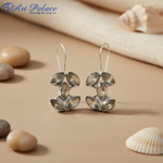 Load image into Gallery viewer, 925 sterling silver dangle earrings with oval moonstone gemstones in leaf shape, women&#39;s jewelry
