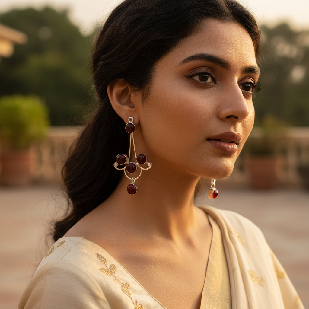 Pendientes de granate en plata 925 para mujer | Joyería con piedras preciosas