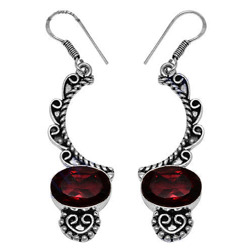 925 Silver Garnet Drop Earrings for Women | Gemstone Jewelry